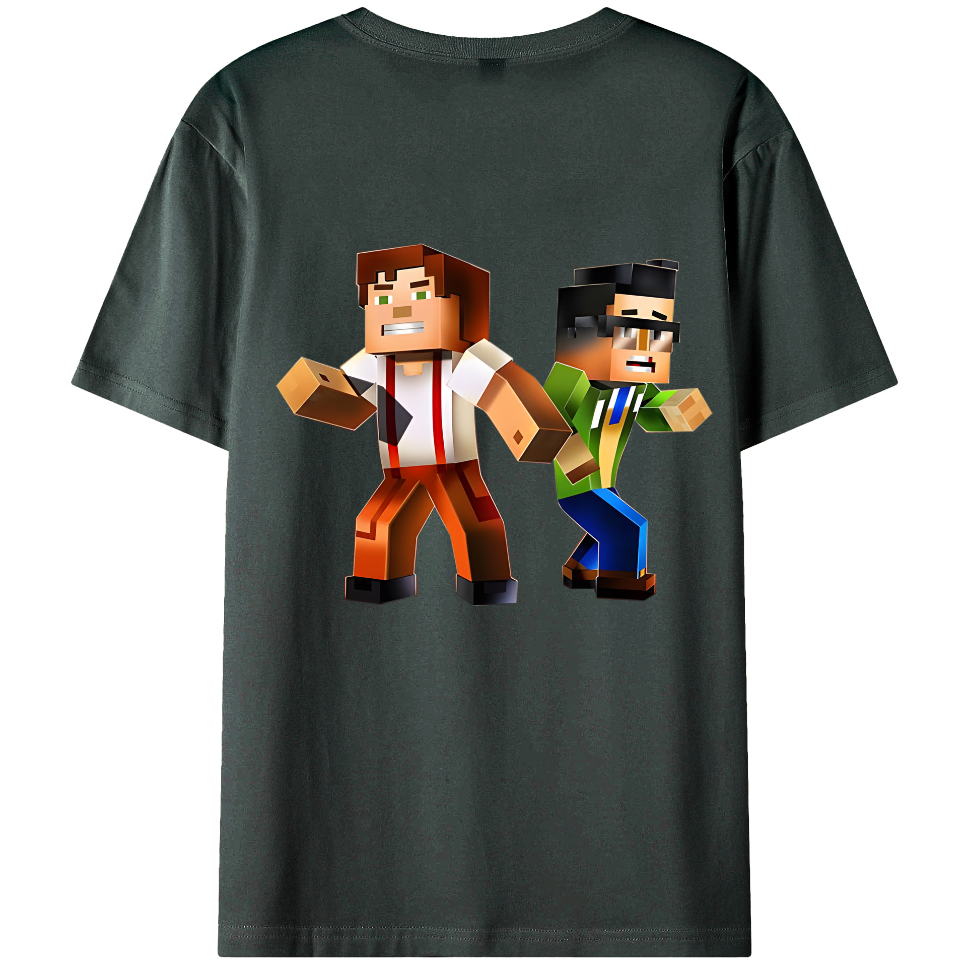 （画像用） マインクラフト ブロックの世界 Minecraft MC Block world 綿100％ メンズ半袖Tシャツ（バックプリント） 通気性